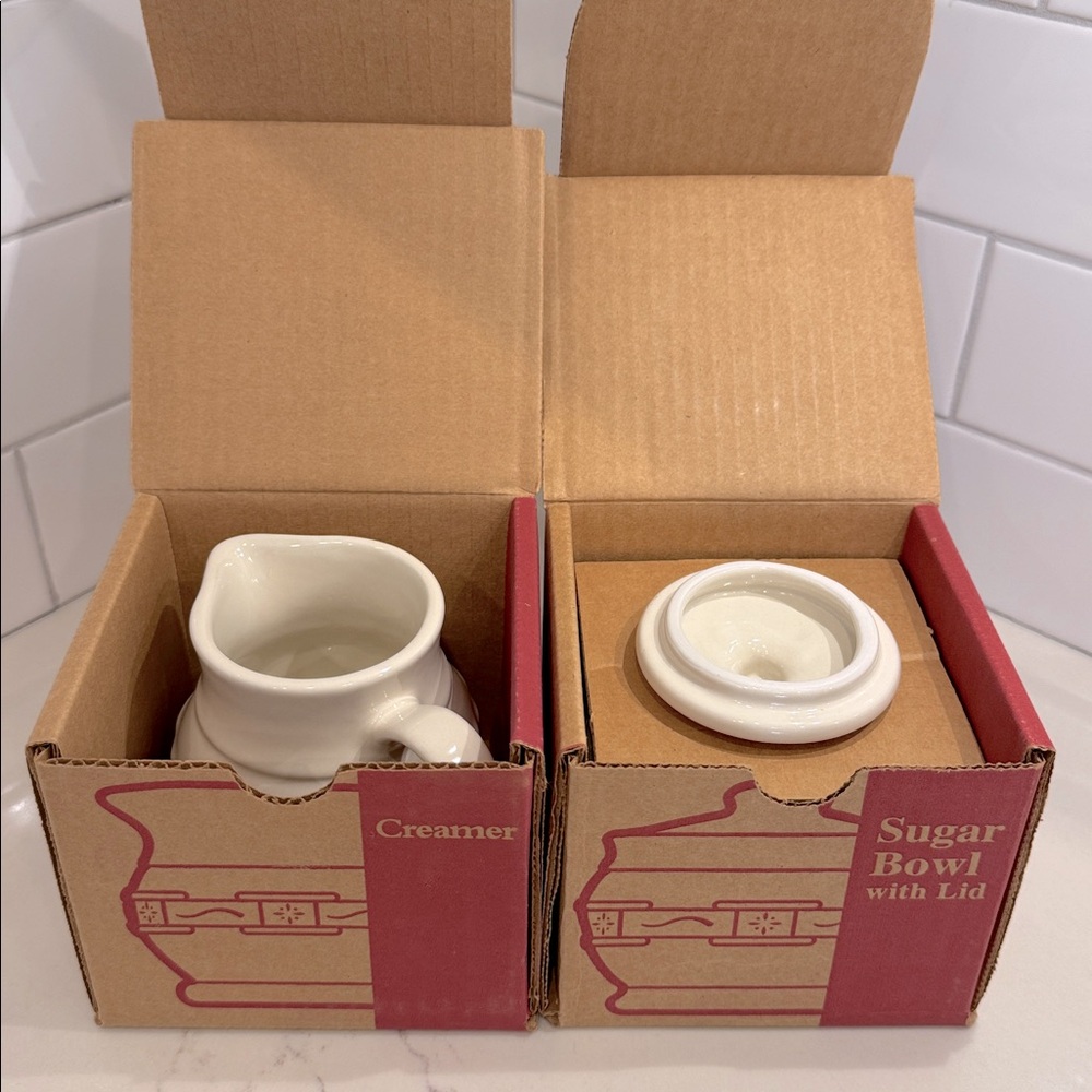 LONGABERGER POTTERY | Sugar & Creamer Set | Woven Traditions Heritage Green - Picture 6 of 8